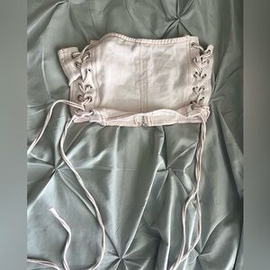 Akira size S white denim crop top with braided sides